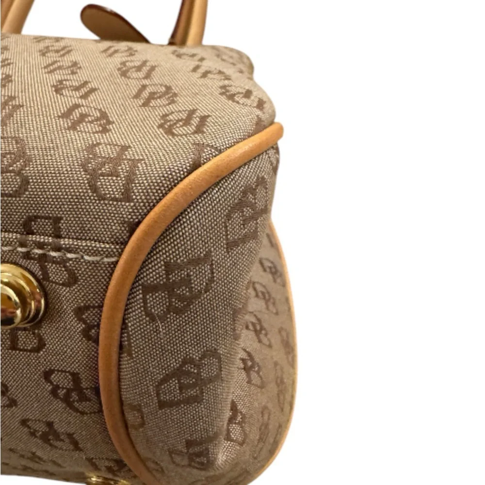 Dooney & Bourke Monogram Canvas Satchel — Tan / Brown